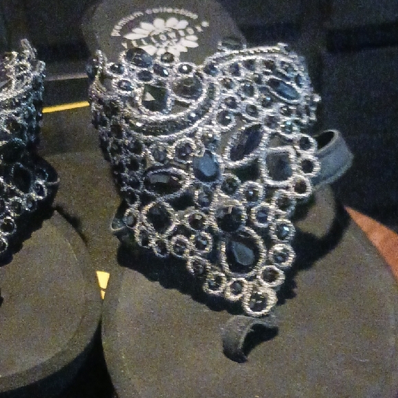 Yellow Box Black Sandals with Silver Accents - Picture 10 of 11